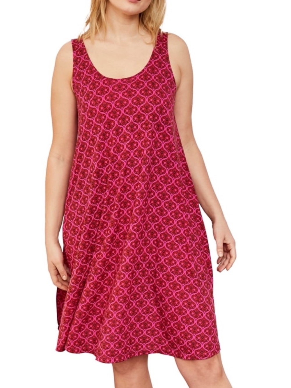 Ellos Plus Size Stretch Jersey Knit A Line Crossover Back Tank Mini Dress 1X